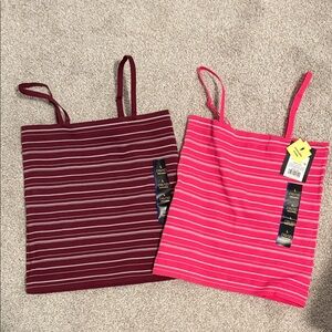 art class Pink and Burgundy Striped Tank Tops